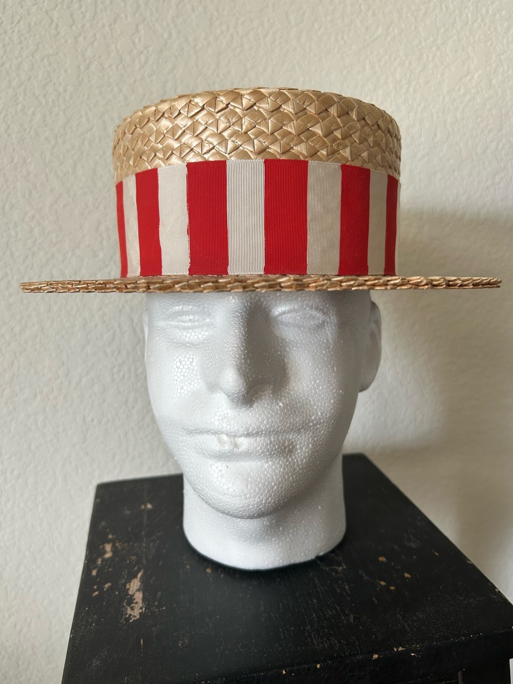 1950s Buick Car Salesman Save A Hatful Advertising Hat 7-1/4 Boater Skimmer